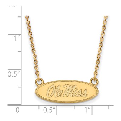 University of Mississippi 10K Yellow Gold Ole Miss Small Oval Pendant Necklace – view 2