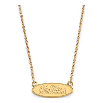 University of Mississippi 10K Yellow Gold Ole Miss Small Oval Pendant Necklace