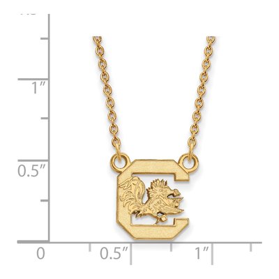 University of South Carolina 10K Yellow Gold Small Gamecocks Pendant Necklace – view 2