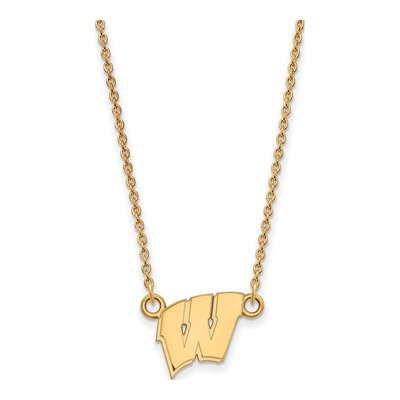 University of Wisconsin 10K Yellow Gold Small Badgers 'w' Letter W Pendant Necklace