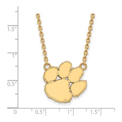 Clemson University 10K Yellow Gold Large Tigers Paw Necklace – view 2
