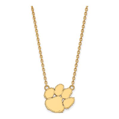 Clemson University 10K Yellow Gold Large Tigers Paw Necklace