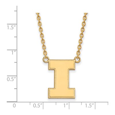 University of Illinois 10K Yellow Gold Letter I Large Necklace – view 2