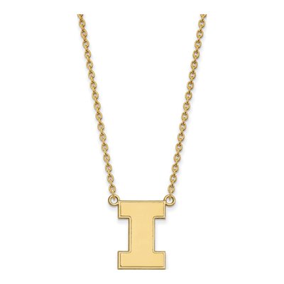 University of Illinois 10K Yellow Gold Letter I Large Necklace