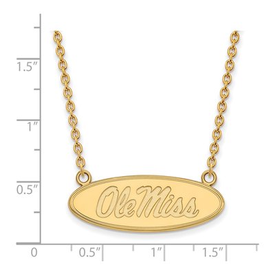 University of Mississippi 10K Yellow Gold Ole Miss Large Oval Necklace – view 2