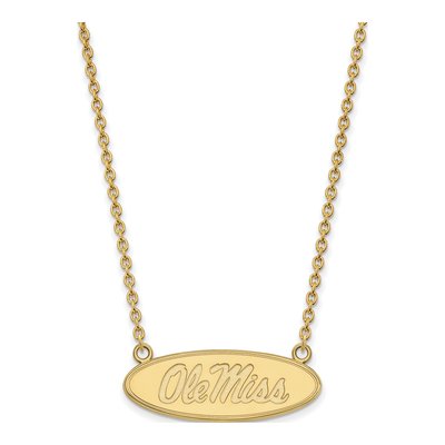 University of Mississippi 10K Yellow Gold Ole Miss Large Oval Necklace