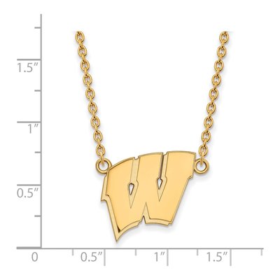 University of Wisconsin 10K Yellow Gold Large Letter W Pendant Necklace – view 2