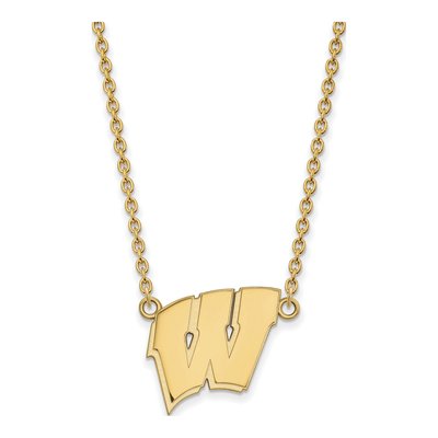 University of Wisconsin 10K Yellow Gold Large Letter W Pendant Necklace