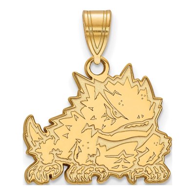 Texas Christian University 10K Yellow Gold Medium TCU Horned Frog Pendant