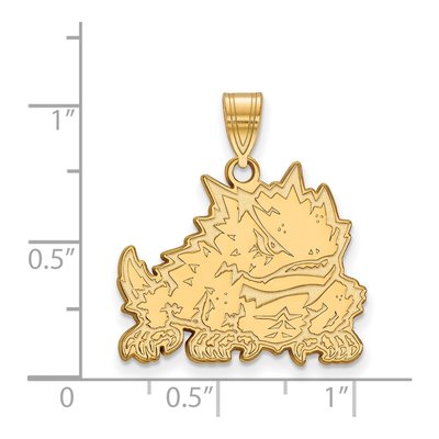 Texas Christian University 10K Yellow Gold TCU Horned Frog Large Pendant – view 2