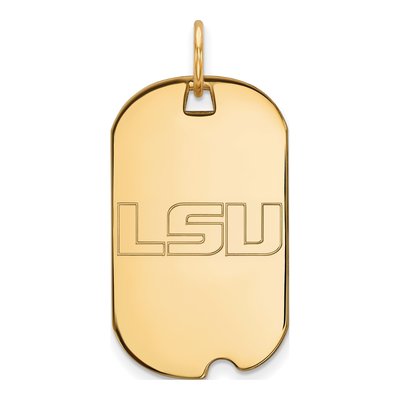 Louisiana State University 10K Yellow Gold L-S-U Small Dog Tag Pendant