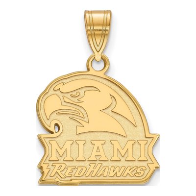 Miami University 10K Yellow Gold Medium Redhawks Pendant