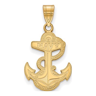 United States Naval Academy 10K Yellow Gold Us Anchor Large Pendant
