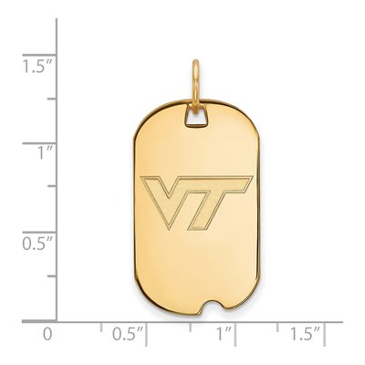 Virginia Tech 10K Yellow Gold V-T Small Dog Tag Pendant – view 2