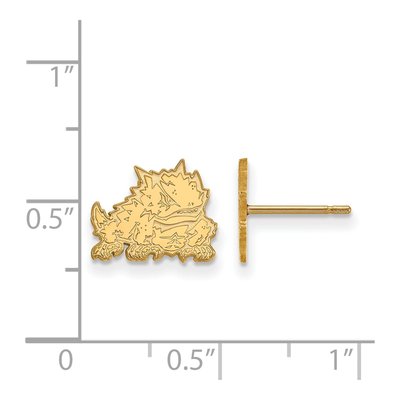 Texas Christian University 10K Yellow Gold TCU Horned Frog Extra Small Stud Earrings – view 2