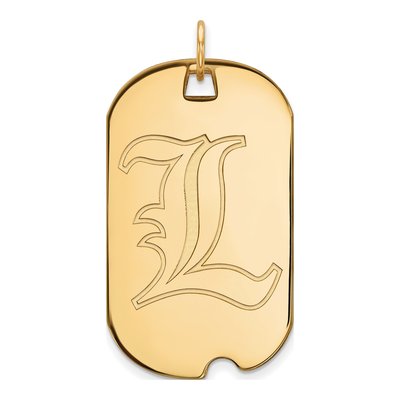 University of Louisville 10K Yellow Gold Large Cardinals Dog Tag Letter L Pendant