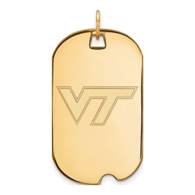 Virginia Tech 10K Yellow Gold Large Dog Tag Pendant