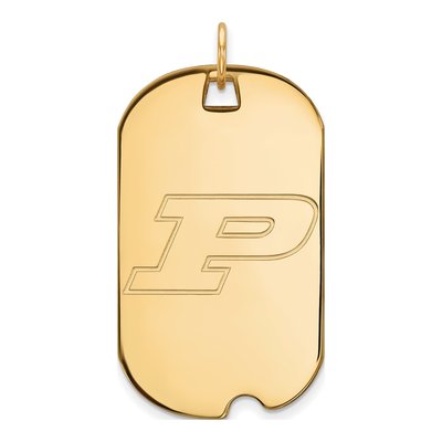 Purdue University 10K Yellow Gold Large Dog Tag Letter P Pendant
