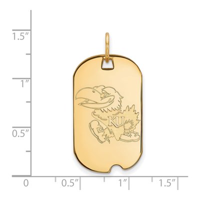 University of Kansas 10K Yellow Gold Small Jayhawk Dog Tag Pendant – view 2