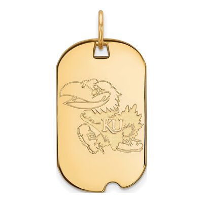 University of Kansas 10K Yellow Gold Small Jayhawk Dog Tag Pendant