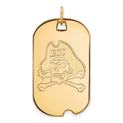 East Carolina University 10K Yellow Gold Large Pirates Dog Tag Pendant
