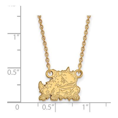 Texas Christian University 10K Yellow Gold Small TCU Horned Frog Necklace – view 2