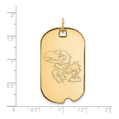 University of Kansas 10K Yellow Gold Jayhawk Large Dog Tag Pendant – view 2