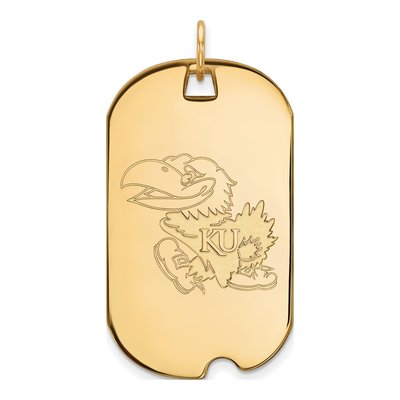 University of Kansas 10K Yellow Gold Jayhawk Large Dog Tag Pendant