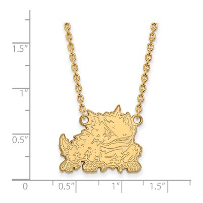 Texas Christian University 10K Yellow Gold Large TCU Horned Frog Pendant Necklace – view 2