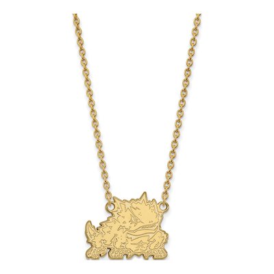 Texas Christian University 10K Yellow Gold Large TCU Horned Frog Pendant Necklace