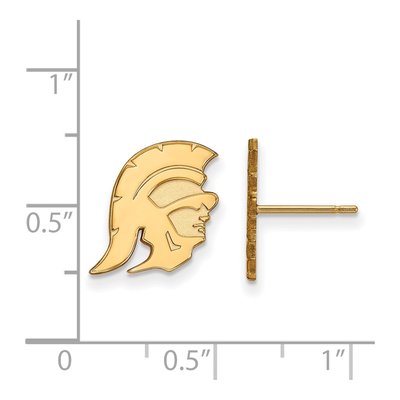 University of Southern California 10K Yellow Gold USC Trojans Button Stud Earrings – view 2