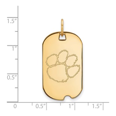 Clemson University 10K Yellow Gold Tiger Paw Small Dog Tag Pendant – view 2