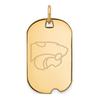 Kansas State University 10K Yellow Gold Small Wildcats Dog Tag Pendant