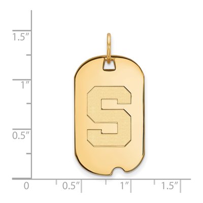 Michigan State University 10K Yellow Gold Small Dog Tag Letter S Pendant – view 2