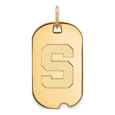 Michigan State University 10K Yellow Gold Small Dog Tag Letter S Pendant