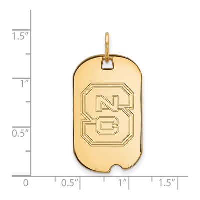 North Carolina State University 10K Yellow Gold NC N-C-S Small Dog Tag Pendant – view 2