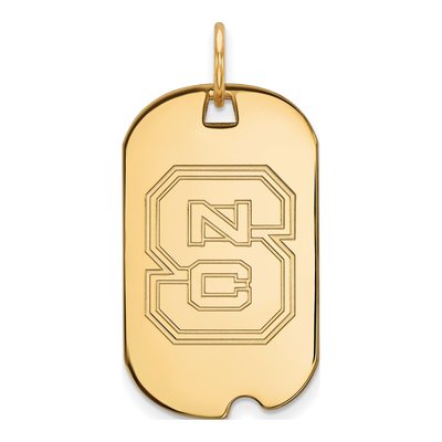 North Carolina State University 10K Yellow Gold NC N-C-S Small Dog Tag Pendant