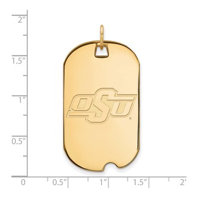 Oklahoma State University 10K Yellow Gold Large O-S-U Dog Tag Pendant – view 2