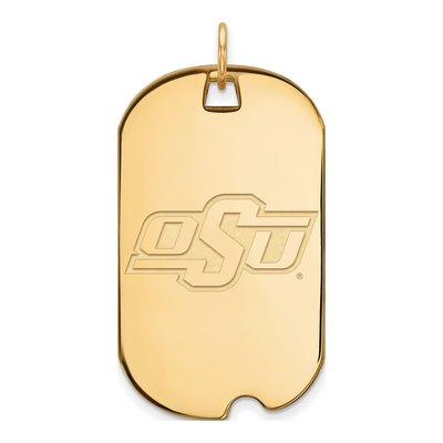 Oklahoma State University 10K Yellow Gold Large O-S-U Dog Tag Pendant