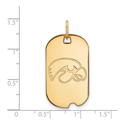 University of Iowa 10K Yellow Gold Small Hawk Dog Tag Pendant – view 2