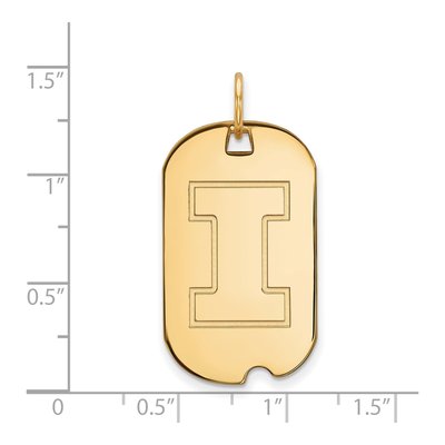 University of Illinois 10K Yellow Gold Letter I Small Dog Tag Pendant – view 2