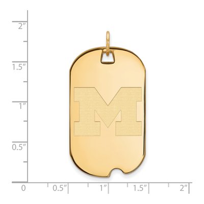 University of Michigan 10K Yellow Gold Large Dog Tag Letter M Pendant – view 2