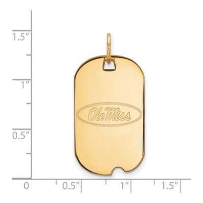 University of Mississippi 10K Yellow Gold Ole Miss Small Dog Tag Pendant – view 2