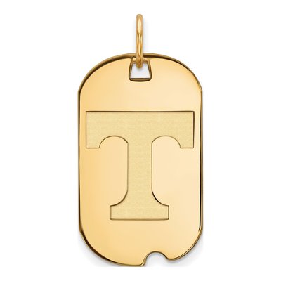 University of Tennessee 10K Yellow Gold Small Dog Tag Letter T Pendant
