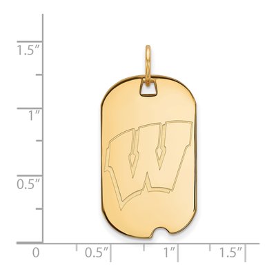 University of Wisconsin 10K Yellow Gold Small Dog Tag Letter W Pendant – view 2