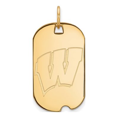 University of Wisconsin 10K Yellow Gold Small Dog Tag Letter W Pendant