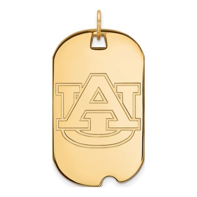 Auburn University 10K Yellow Gold Large Dog Tag Pendant