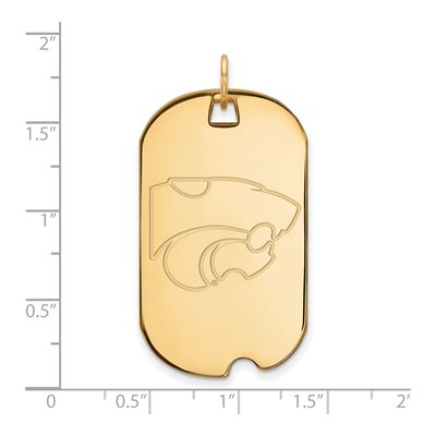 Kansas State University 10K Yellow Gold Large Wildcats Dog Tag Pendant – view 2