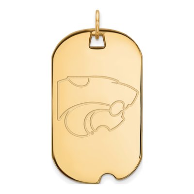 Kansas State University 10K Yellow Gold Large Wildcats Dog Tag Pendant