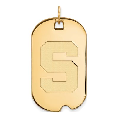 Michigan State University 10K Yellow Gold Large Dog Tag Letter S Pendant